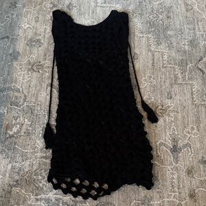 Vintage Havana Black Crochet Mini Dress
